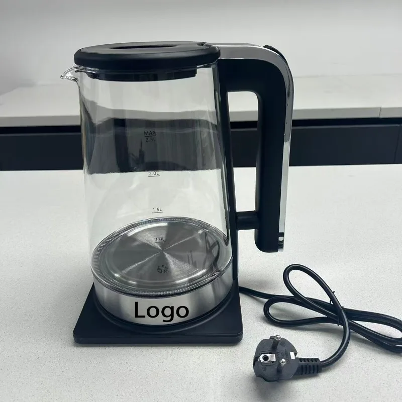 

Стеклянный прозрачный электрический чайник объемом 2,5 л со светодиодом для кипящей воды в отеле, коммерческий