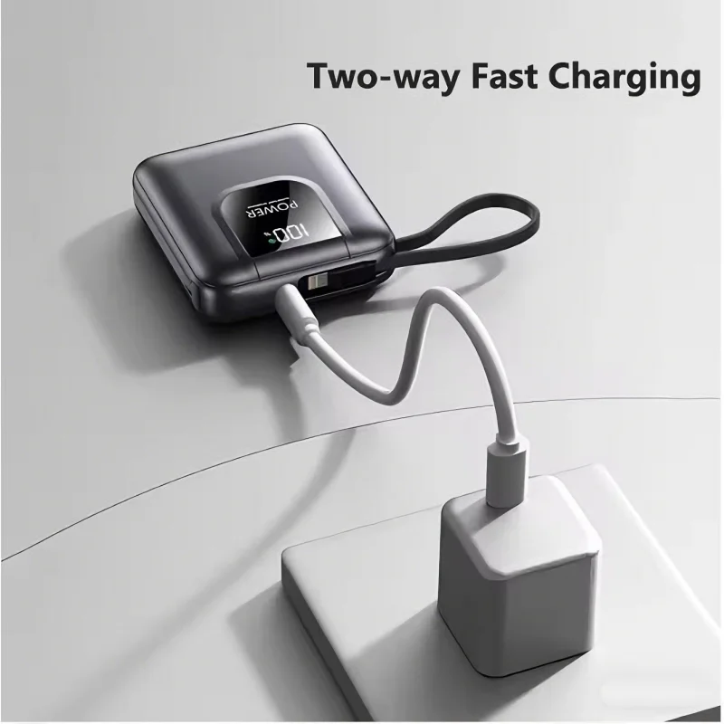 

20000mAh Mini Power Bank External Battery 22.5W Fast Charging For iPhone 17 Xiaomi Samsung Portable Charger with Cable Powerbank