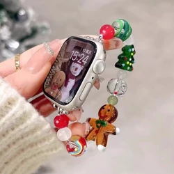 Christmas Beaded Strap for Apple Watch Band 38mm 40 41 42 44 49 45mm Women Christmas present for iWatch 10 9 8 7 6 5 4 3 Ultra 2