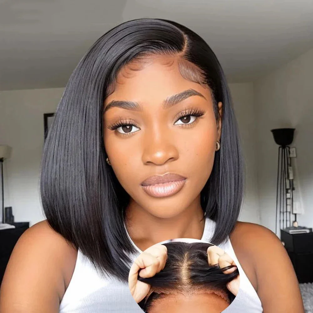 

4x4 Bob Wig Human Hair 13x4 Straight Lace Front Wigs Human Hair 180 Density Straight Bob Wigs for Pre Plucked with Baby Hair