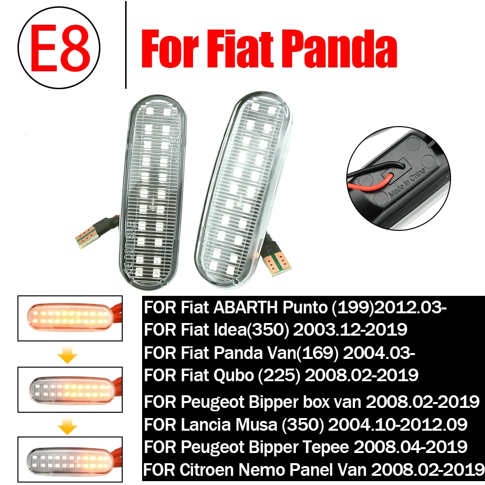 2X Dynamic Smoke LED side marker light turn signal lamp FOR Lancia Musa (350)  FOR Fiat Idea(350)