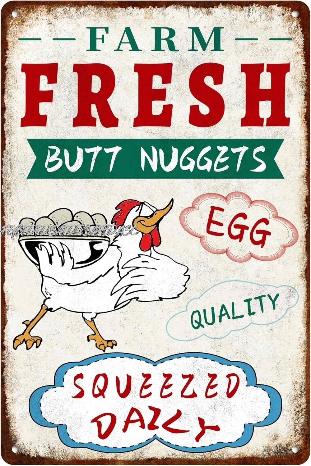 Farm Fresh Tin Sign Butt Nuggets Egg Squeezed Daily Funny Humorous Chicken Metal Signs Artistic Decorations Poster For Farm sign