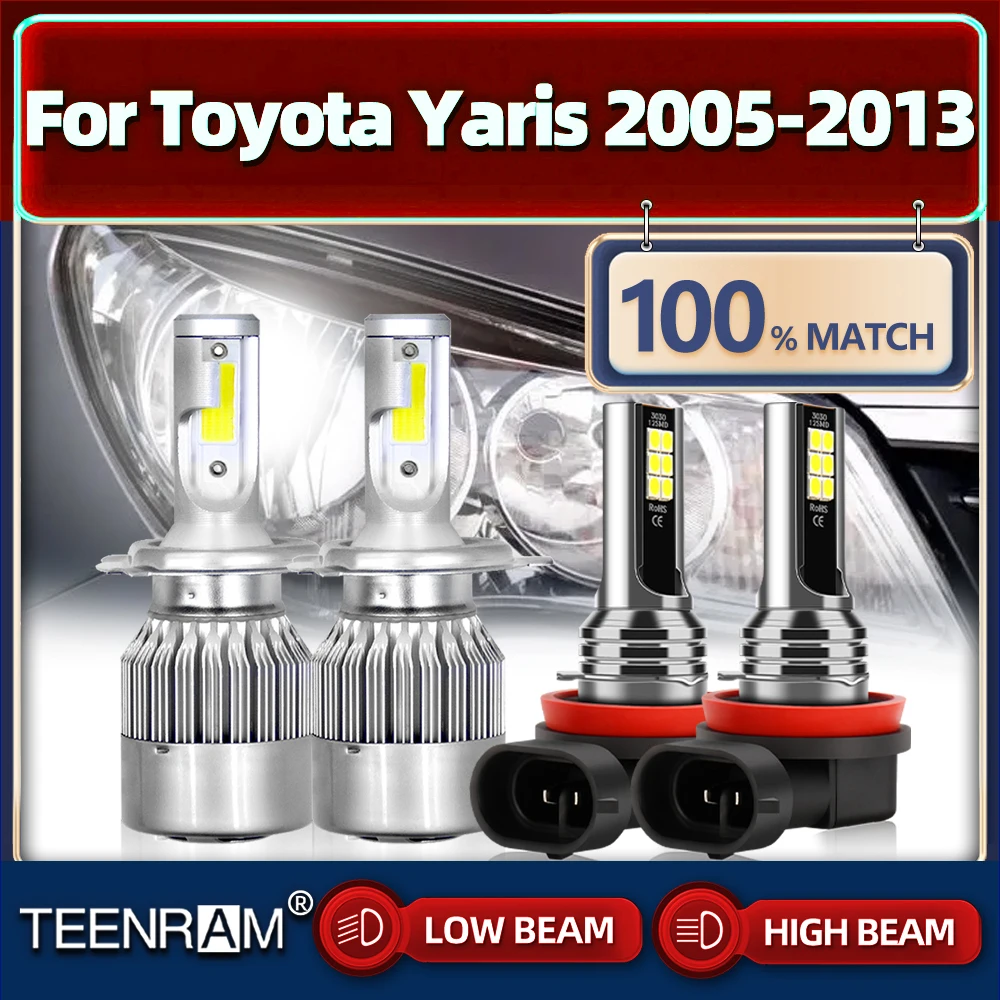 

40000LM LED Headlights H4 Canbus Car Light 240W High Low Beam Turbo Fog Lamp For Toyota Yaris 2005-2008 2009 2010 2011 2012 2013