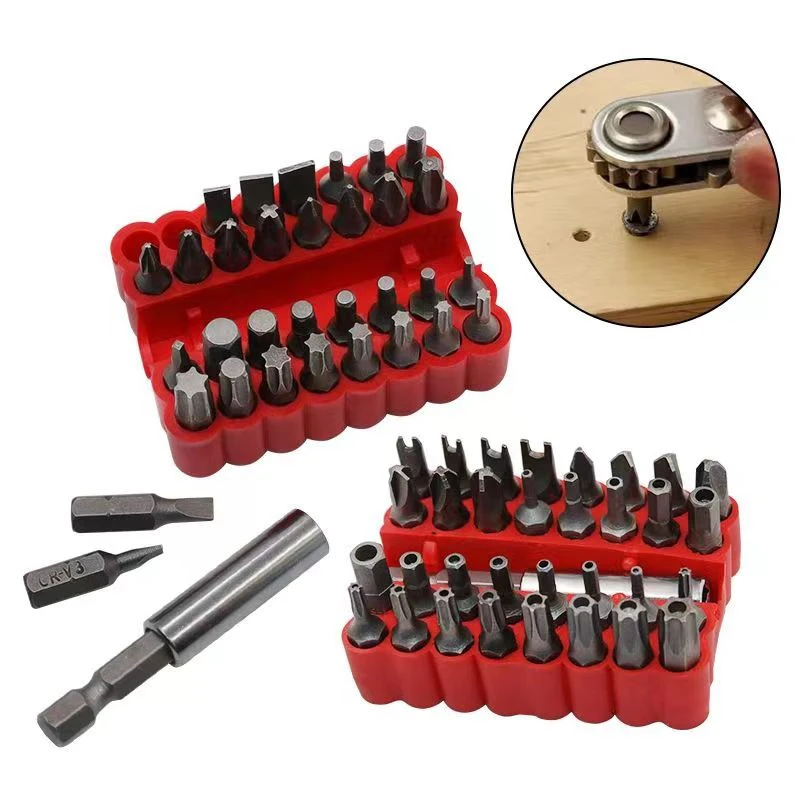 33pcs Security Proof bit with magnetic extension bit holder anti-dismantling star screwdriver bit set quick release bit holder