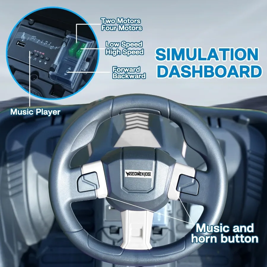 Giocattolo da corsa 24V per grande auto da corsa elettrica da esterno con 4 motori robusti Altoparlante Bluetooth da 300W Batteria da 24V 7AH Sedile regolabile W