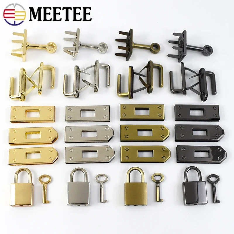 Meetee 1Set(7Pcs)/2Sets 45mm Metal Women\'s Handbag Clasp Lock Buckle Shoes Leather Crafts Eyelets Locks Hardware Accessories