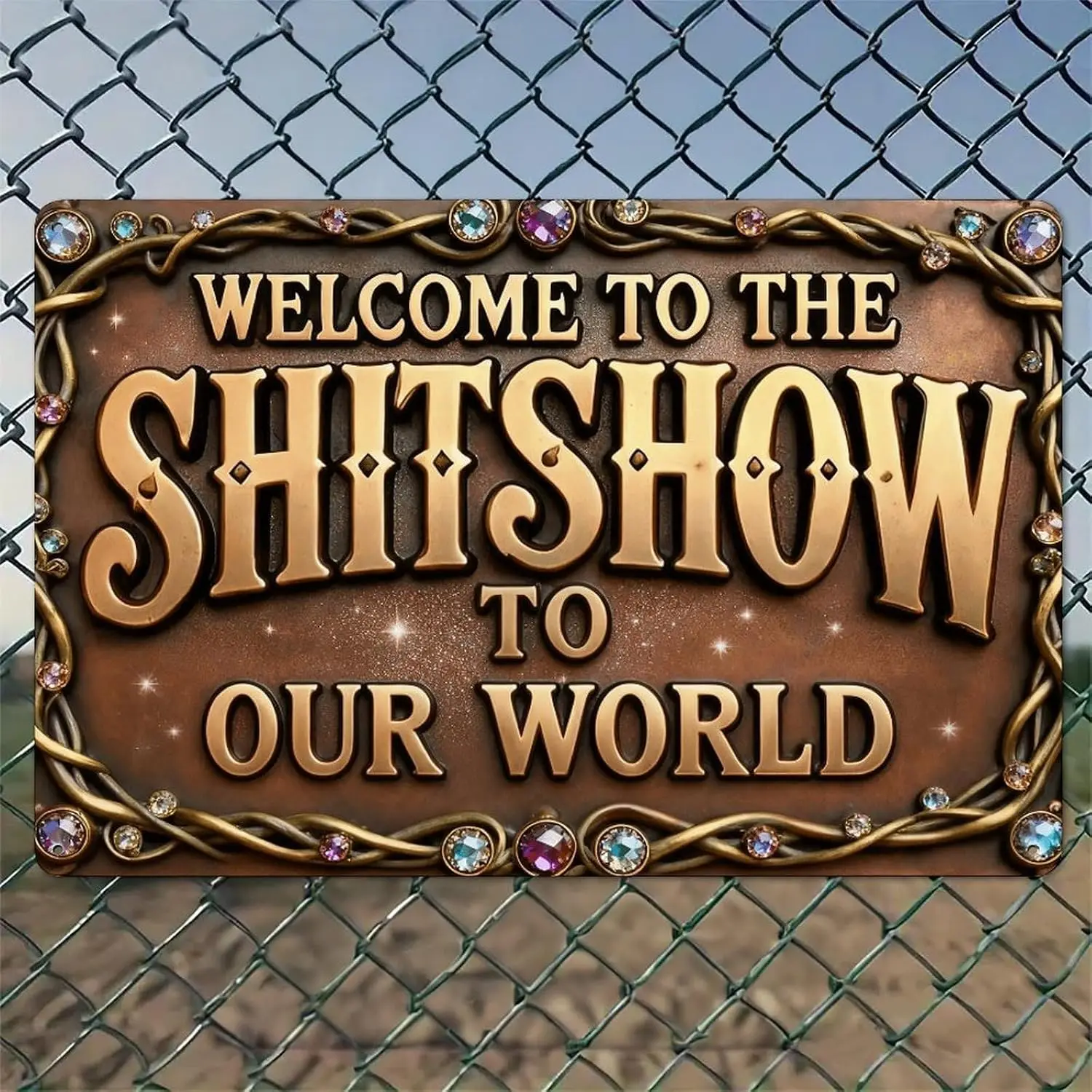 Welcome To Our World Sign Rustic Aluminum Wall Art & Metal Tin Sign - in Vintage Indoor Outdoor Decor for Home, Office, Cafe