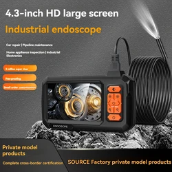 Cámara endoscópica con lente HD1080P de 8MM, pantalla reemplazable de 4,3 pulgadas, Cable rígido de 1-100 metros, inspección de tuberías, boroscopio USB LED 2600mAh