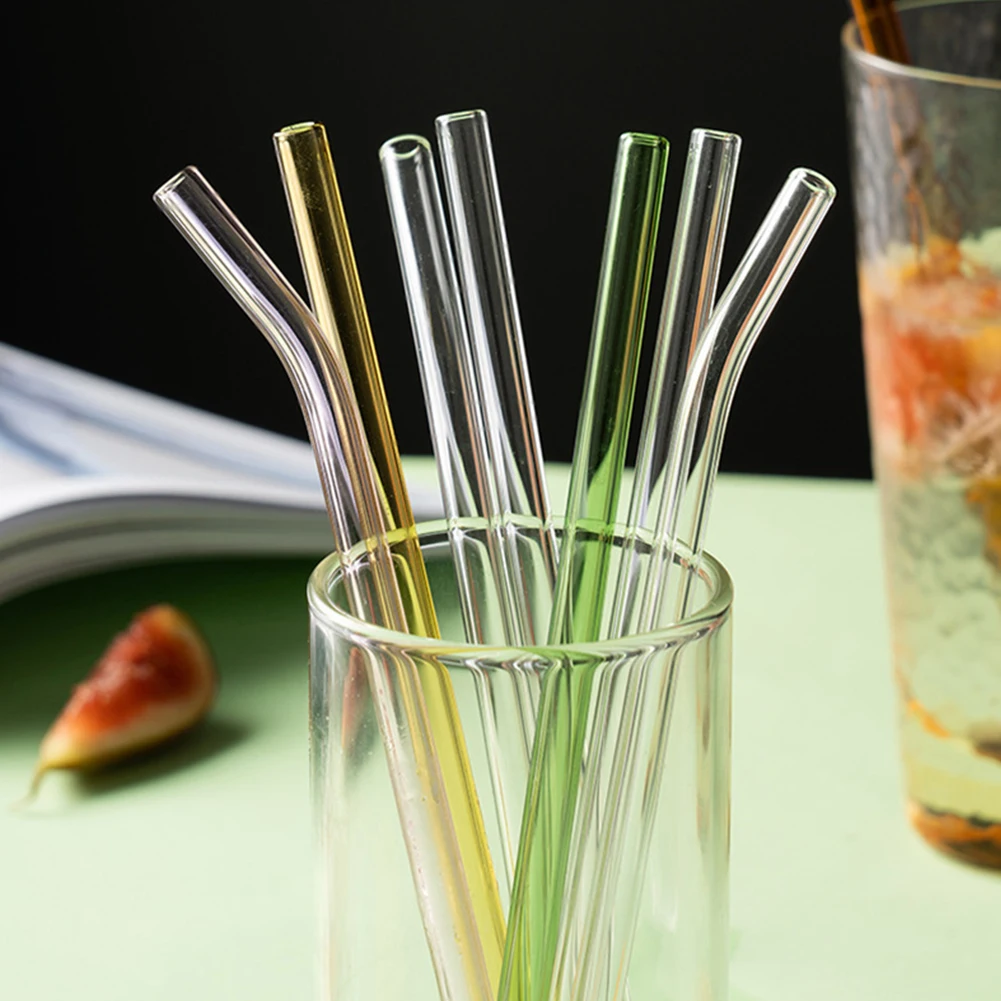 Reusable Glass Straws Smoothie Drinking Straw for Milkshakes Frozen Drinks Environmentally Friendly Drinkware Straws Set