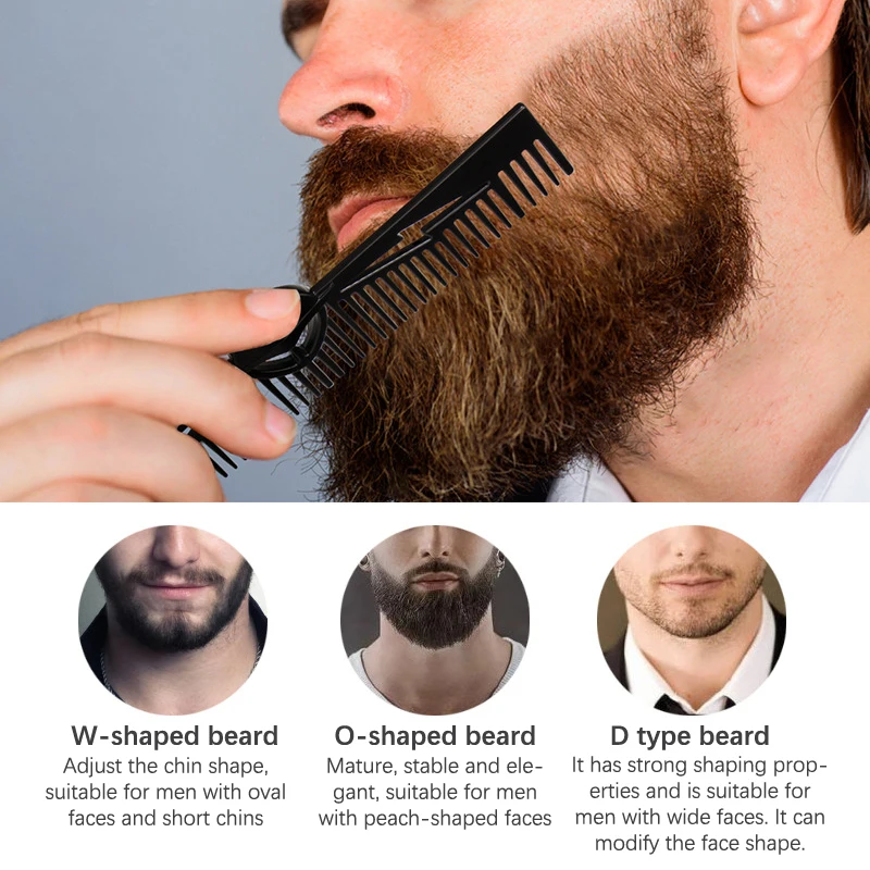 Gentleman Barber Styling Metal Comb Zinc Alloy Men Beard Comb Mustache Care Shaping Tools Pocket Hair Comb Salon Styling