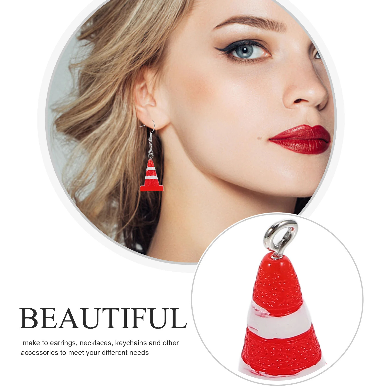 10 Pcs Barricade Pendant Mini Stop Signs Traffic Cones Construction Highway Safety Jewelry The DIY Earring Charm Party Favors