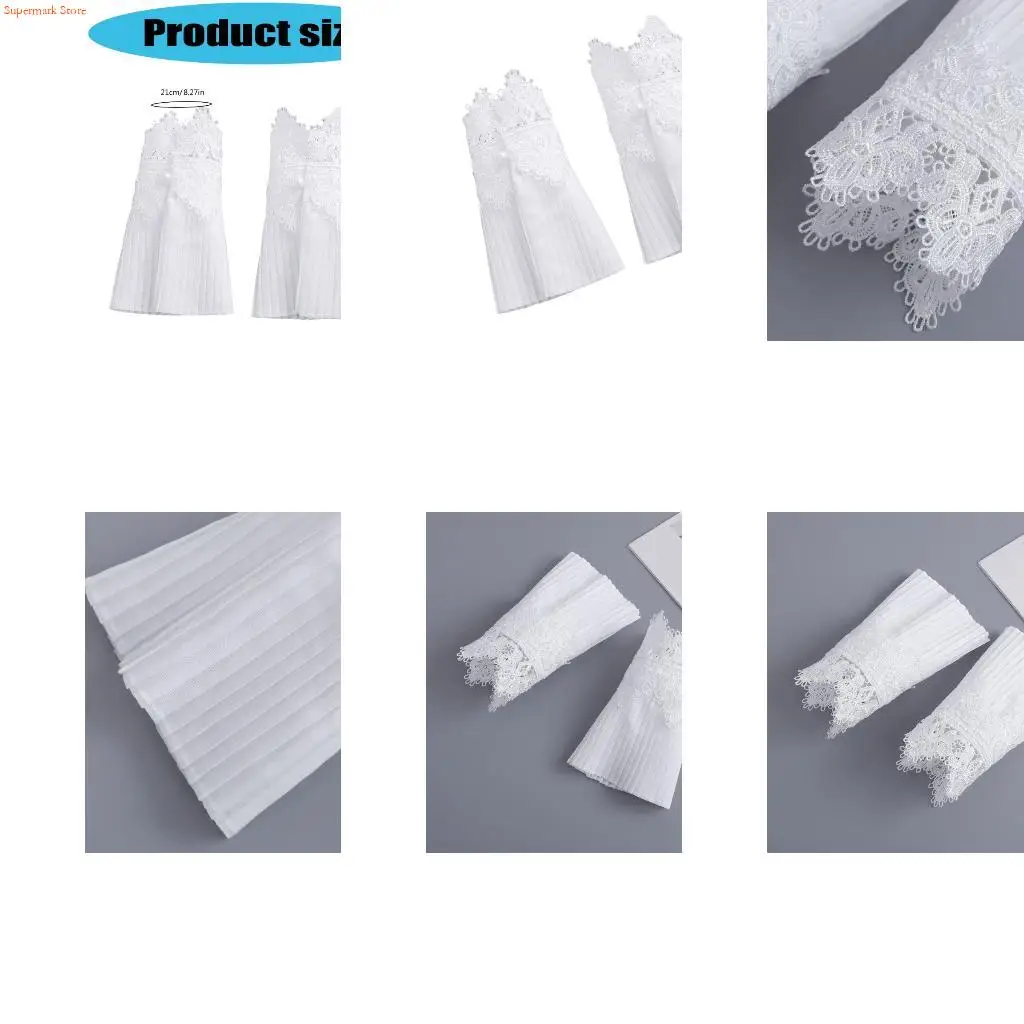 Q5WE bordado flor mangas encaje muñequeras cubrebrazos accesorio ropa boda