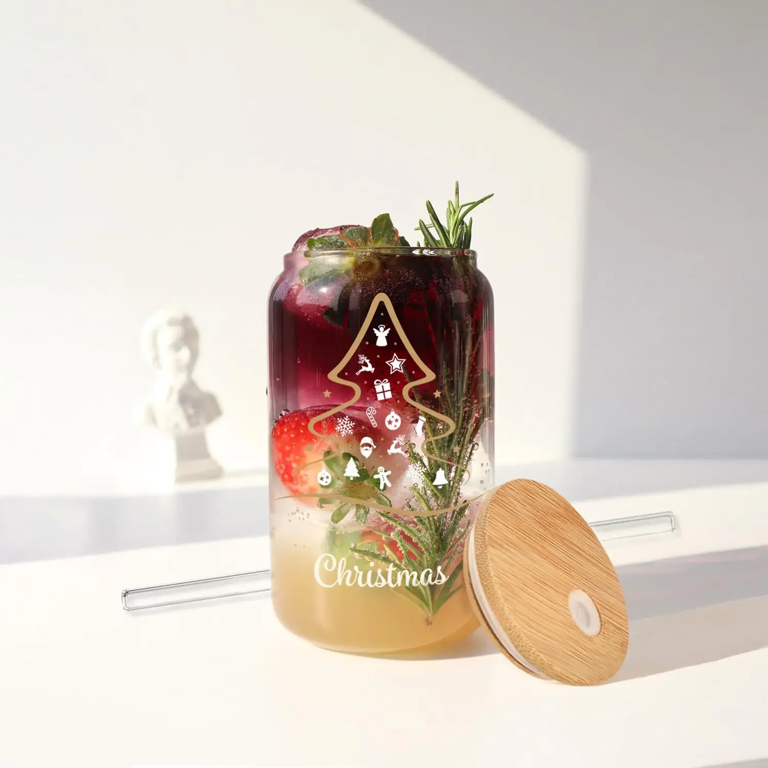 12oz 16oz 20oz Clear Sublimation Blank Glass Mason Jar Beer Can Double-layer Glass With Lid Water Bottle Coffee Drink Juice Cup