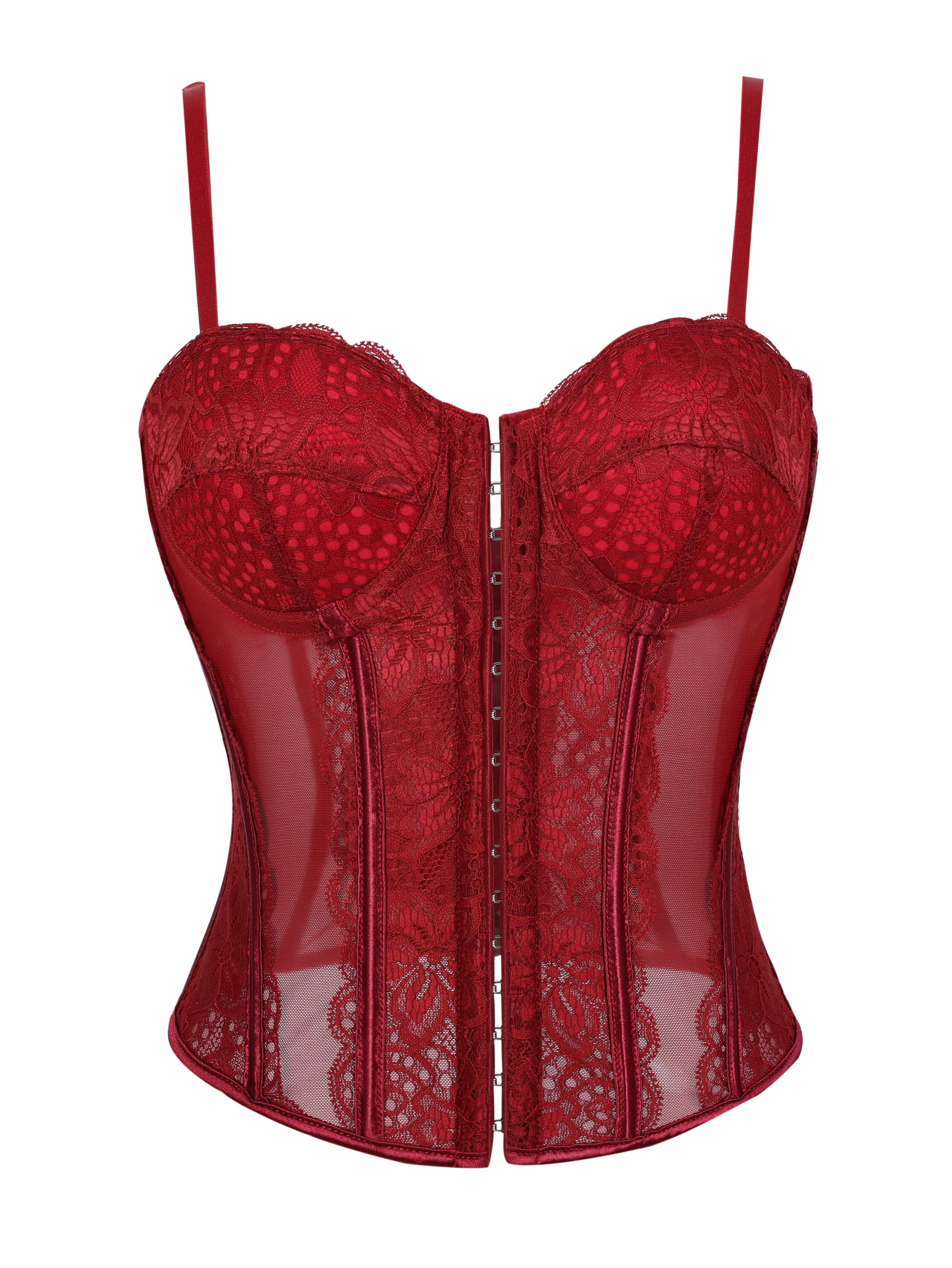 مشد علوي شفاف مبطن بالدانتيل للنساء