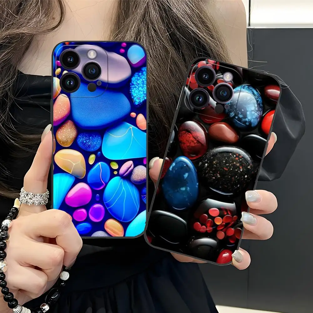 Esthetische stenen mobiele telefoonhoes voor iPhone 17 16 15 14 13 12 11 X XR XS 8 7 Pro Max Plus Mini Kleur Beschermhoes Luxe