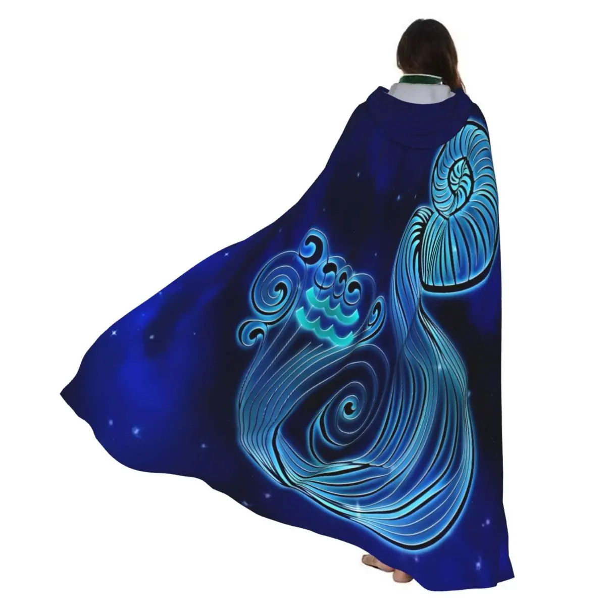 

Двусторонний плащ унисекс с капюшоном для взрослых вампиров, накидка, плащ Водолей, гороскоп