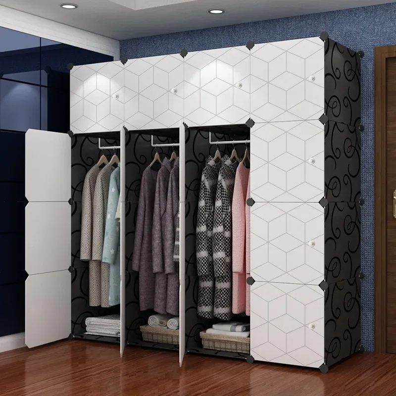 Simple wardrobe assembly storage cabinet hanging clothes combination plastic simple modern wardrobe