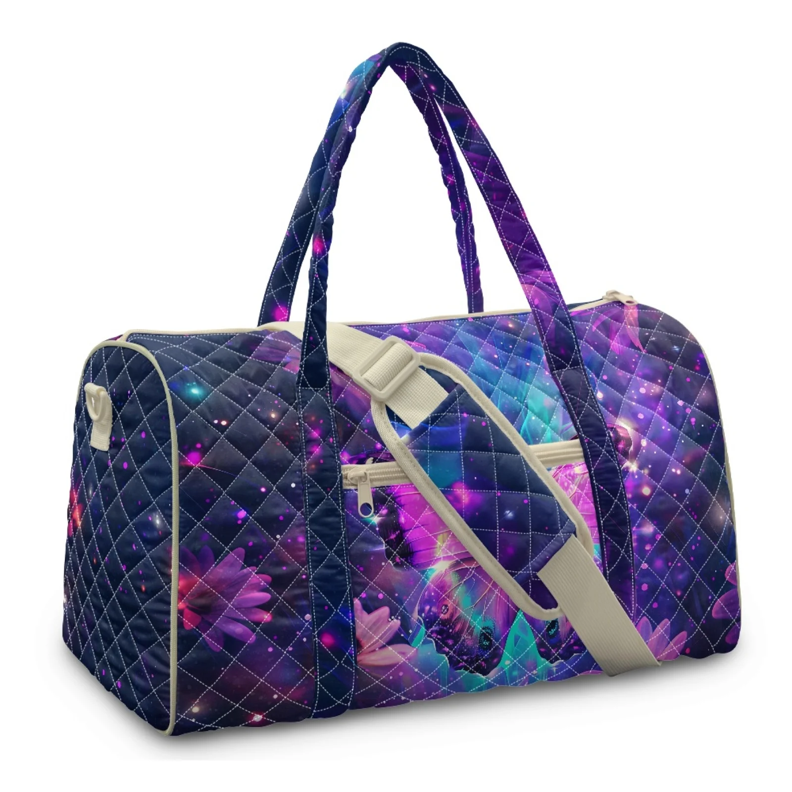 Coloranimal Butterfly New Trend Travel Tote Bag Polyester Large Capacity Quilted Duffle Bag for Womens