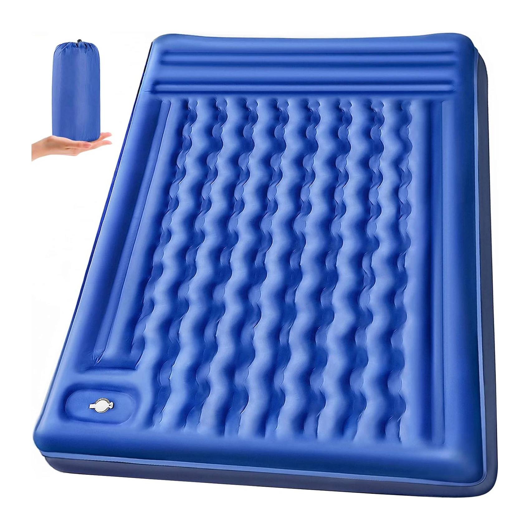 Double Sleeping Pad Camping Self Inflating 5'' Extra-Thick 2 Person Pillow Built-in Foot Pump Waterproof Sleeping Mat
