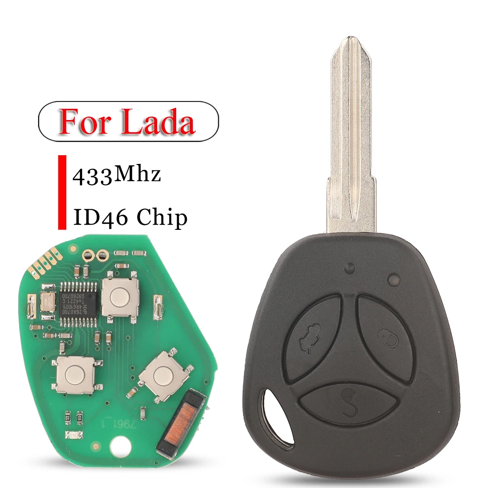 jingyuqin 3 Buttons Control 433Mhz ID46 Chip PCF7941 Remote Car Key For Lada Granta Priora Vesta X-Ray XRay Sedan Sport Kalina