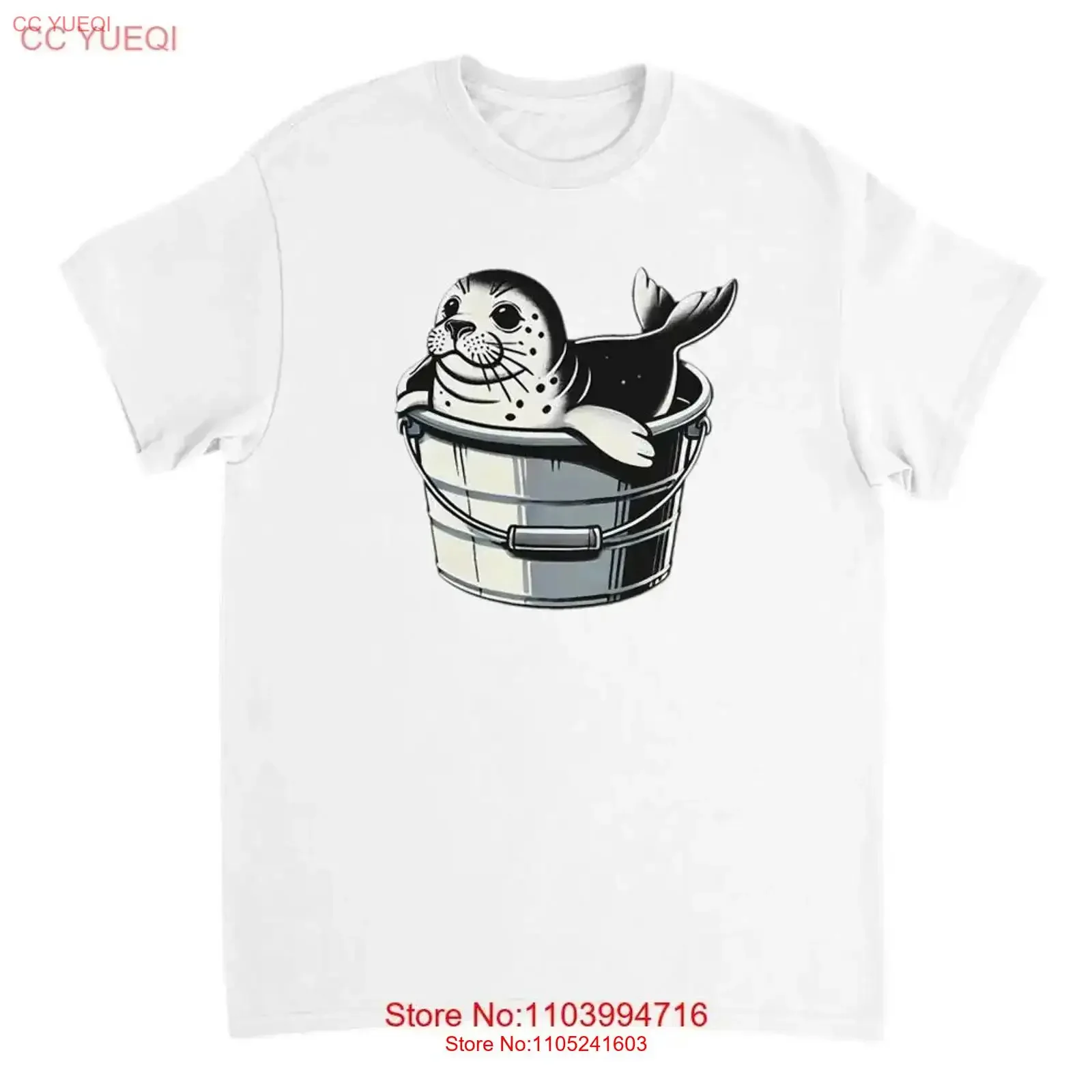 Cute Seal T Shirt animal Bucket Vintage Retro Cartoon Sketch vintage Washed Breathable Comfortable Top For Everyday Wear Unisex