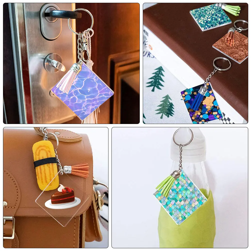 1 Set de Material Acrílico para Llaveros DIY, Accesorio Artesanal Hecho a Mano para Decoración de Llaves Personalizadas, Idea de Regalo Chic, Estilo Borla