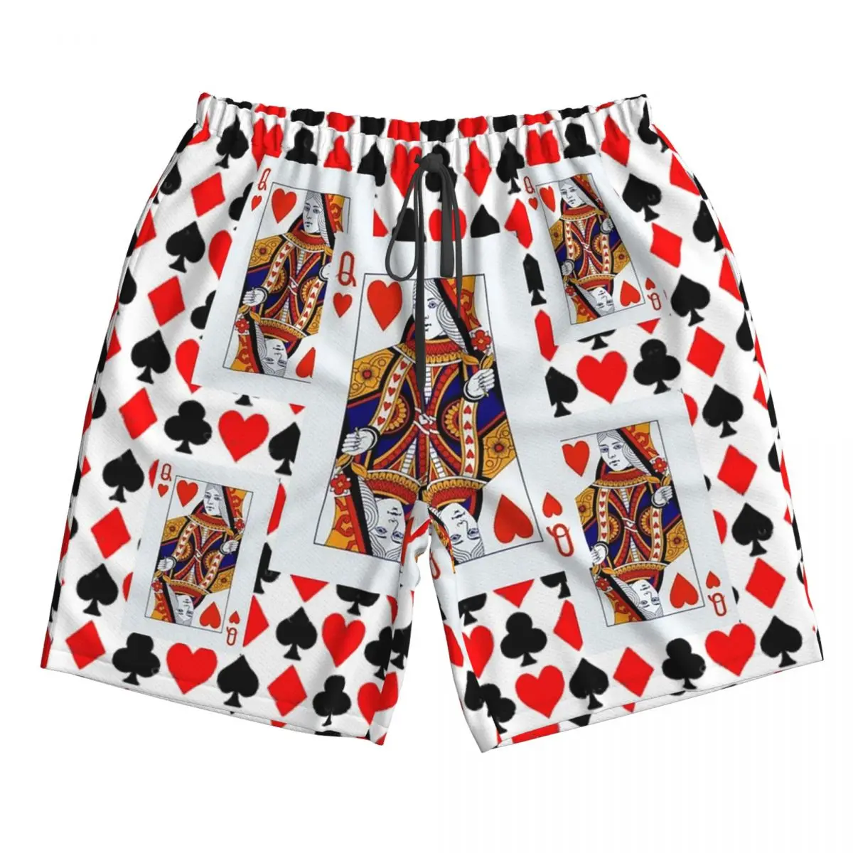 

Red Queens Of Hearts Patterns Trunks Beach Board Shorts Casual Quick Dry Swim Summer Men Pants