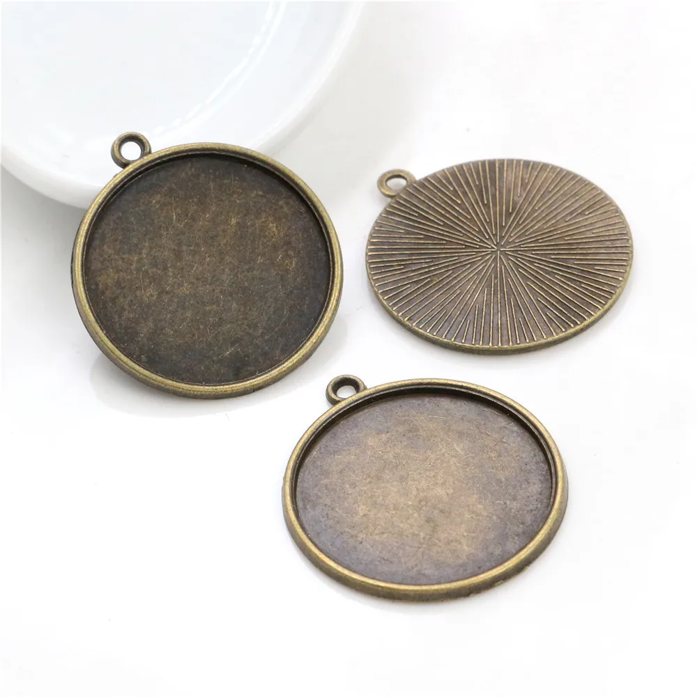 New Fashion 10pcs 25mm Inner Size Antique Silver Color Bronze Rose Gold Colors Simple Cabochon Base Setting Pendant