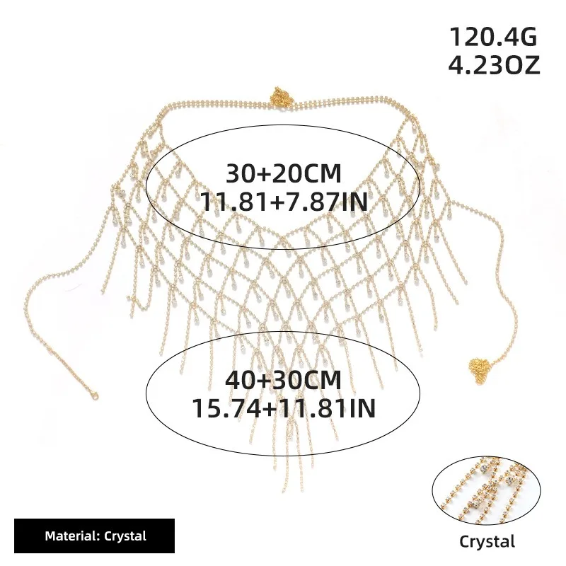 Exquisite Fashion Sparkling Rhinestone Mesh Chest Chain Boho Summer Beach Ball Crystal Sling Bra Body Chain Jewelry Accessories