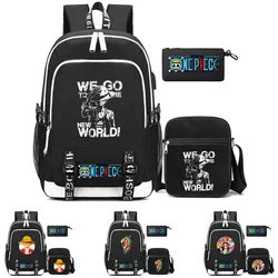 3Pcs/set One Piece Backpack Teenager Boy Girl Back To School Backpack Student Cartoon Rucksack Shoulder Bag men D.luffy Rucksack