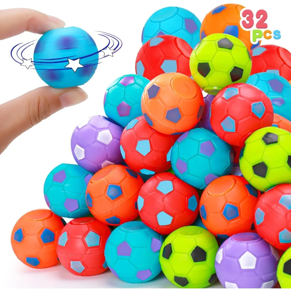 

32PCS Fidget Spinner Soccer Balls Sports Birthday Party Favors Bulk for Kids 4-8 8-12 Christmas Goodie Treat Bag Stuffers