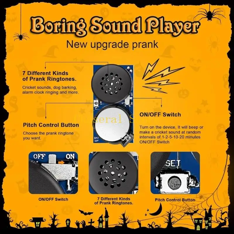 E7ce Invisible Cricket Sound Prank Device avec plusieurs bruits drôles pour les blagues maison Gadget Gag Halloween Cadeau