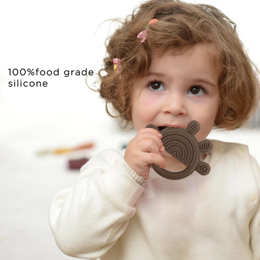 Mordedores de silicone para bebê recém-nascido Brinquedo de mastigação Mordedores de grau alimentício Treinamento Material molar Brinquedos de mastigação para bebê