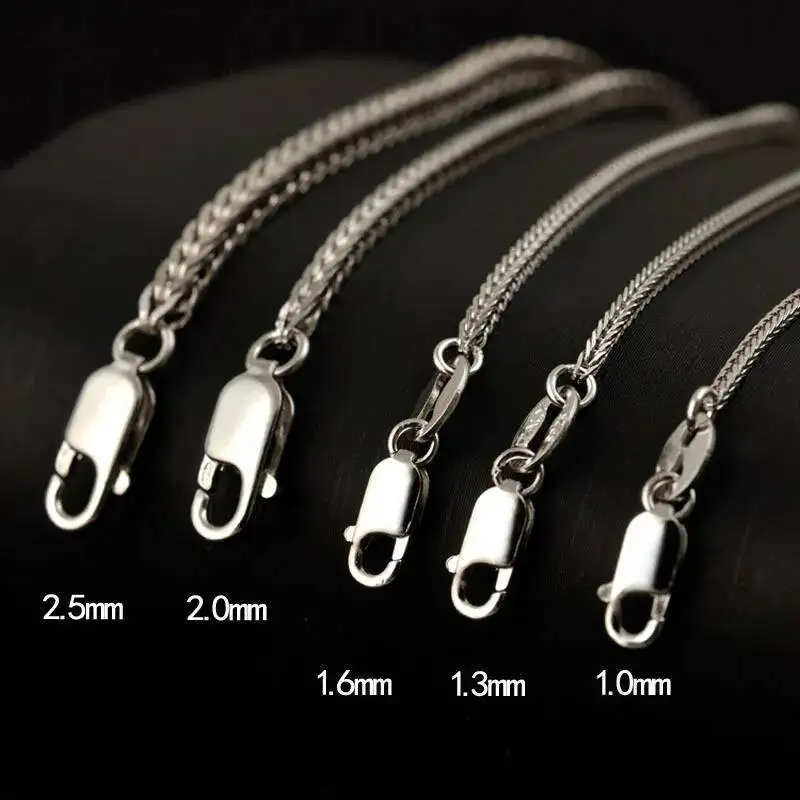 

925 Sterling Silver Foxtail Chain Necklace Women Men Trendy Simple 1.0mm 1.3mm 1.6mm Link Chain Necklaces 40/45/50/55/60/70cm