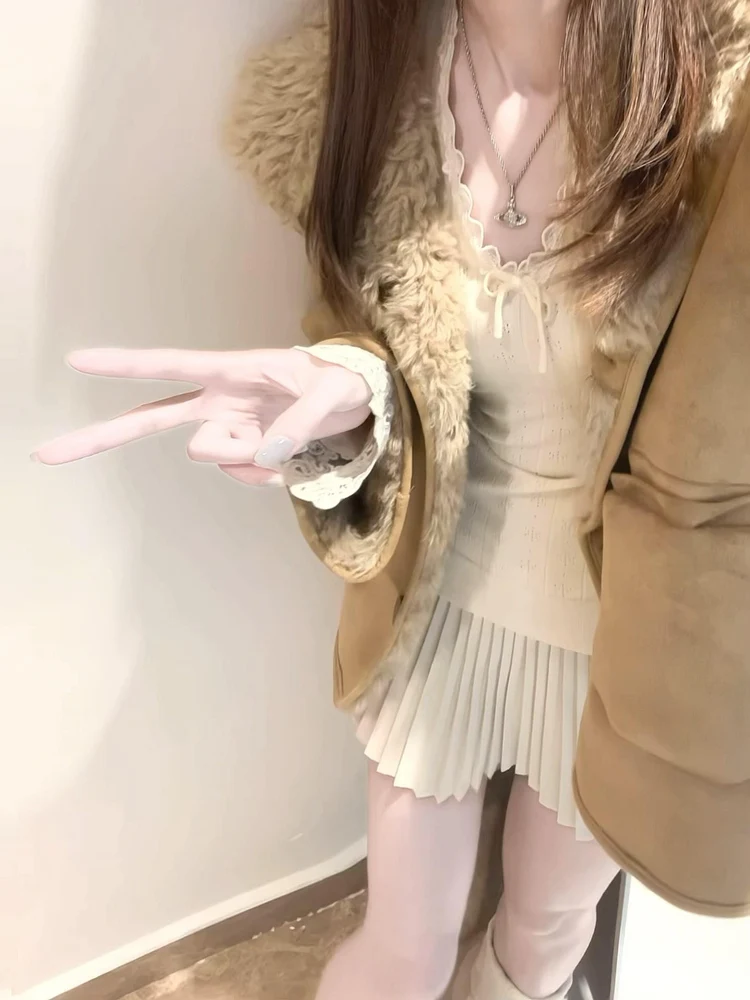 Pure Desire Spitzenbesatz V-Ne Long Sve T-Shirt Damen Slim Fit Ort Sle Inner Wear Sanftes Ort Top für Herbst Winter