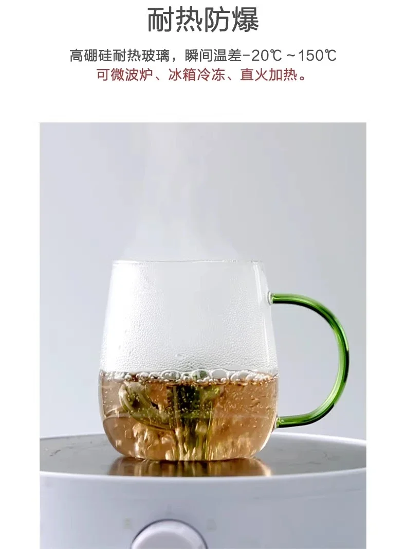 Three-dimensional heat-resistant glass with handle water cup coffee cup female summer cute couple office mug