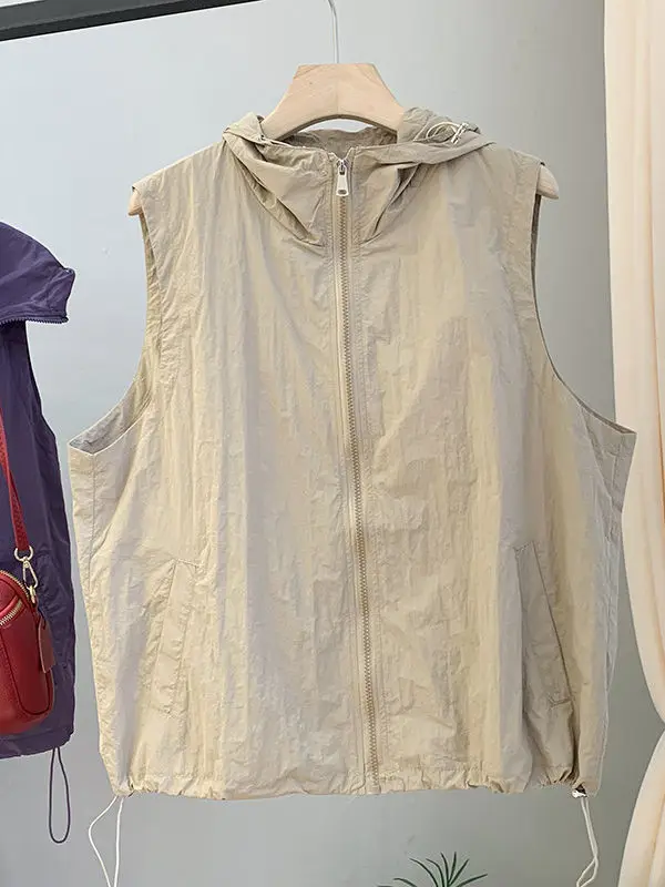 

Spring Summer New Women's Casual Sporty Lightweight Vest Fashionable All-Match Loose Fit Sun Protection Outerwear Jacket