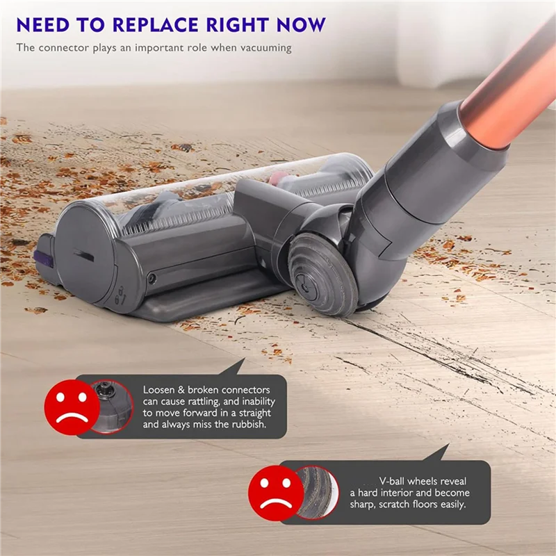 HHTL 2 Set für Dyson V7 V10 V11 V15 Staubsauger Zubehör 100 W Direktantrieb Saugkopf Stecker Adapter + V-Kugel Rad