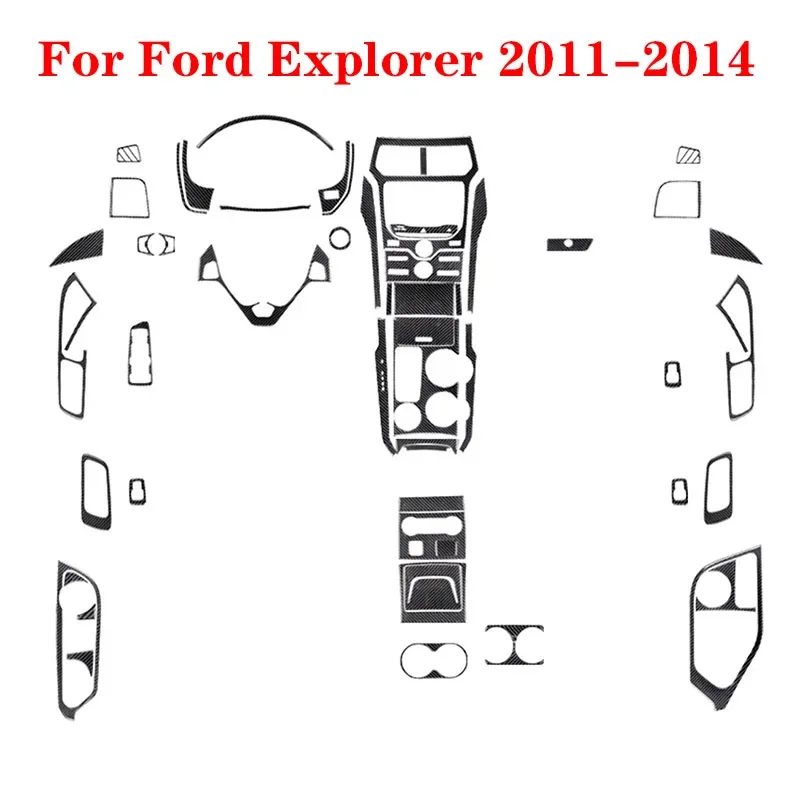 For Ford Explorer 2011 2012 2013 2014 Carbon Fiber Interior Decorative Black Stickers Car Various Parts Accessories