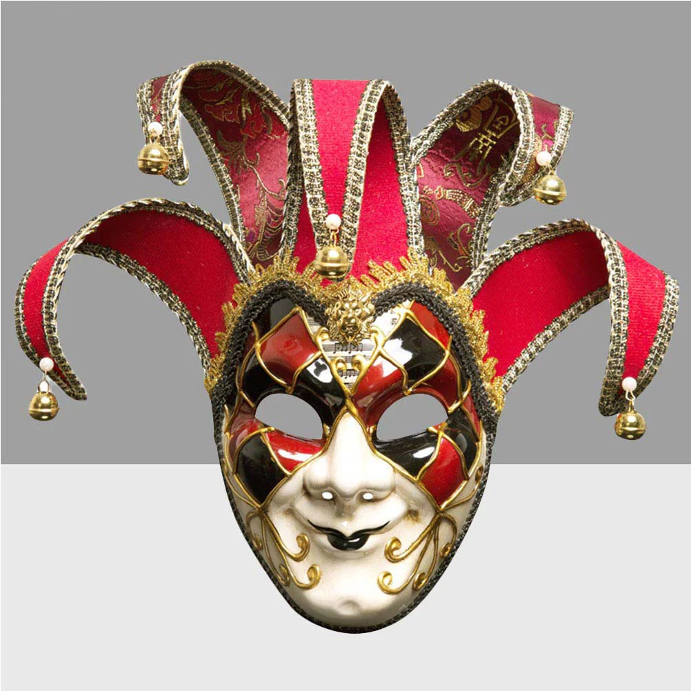 Venetian Style Party Full Face Mask Carnival Costume Mask Christmas Masquerade Fancy Ball Dress Up Mask (Red, Man)