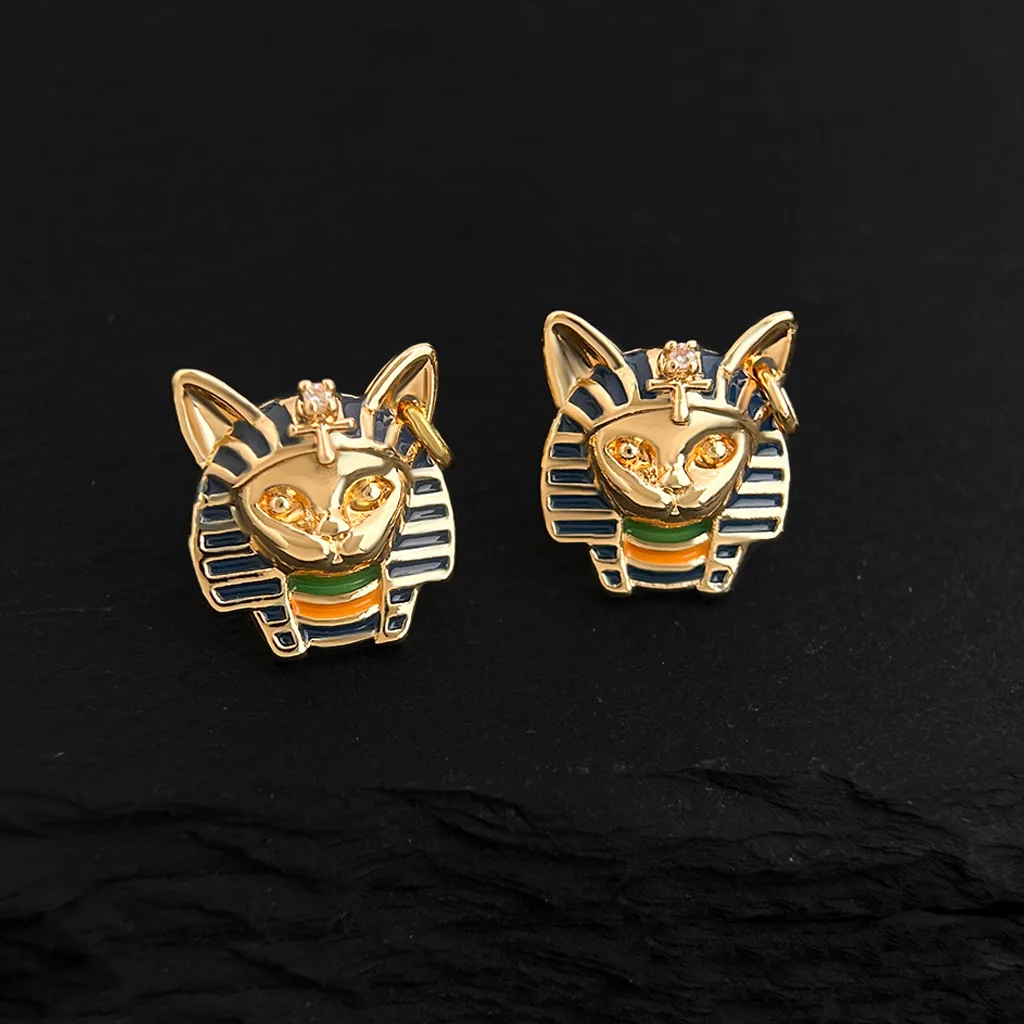 New Style Retro Pharaoh Cat of Egypt 925 Sterling Silver Ladies Stud Earrings Jewelry Anti Allergy Women Birthday Gifts