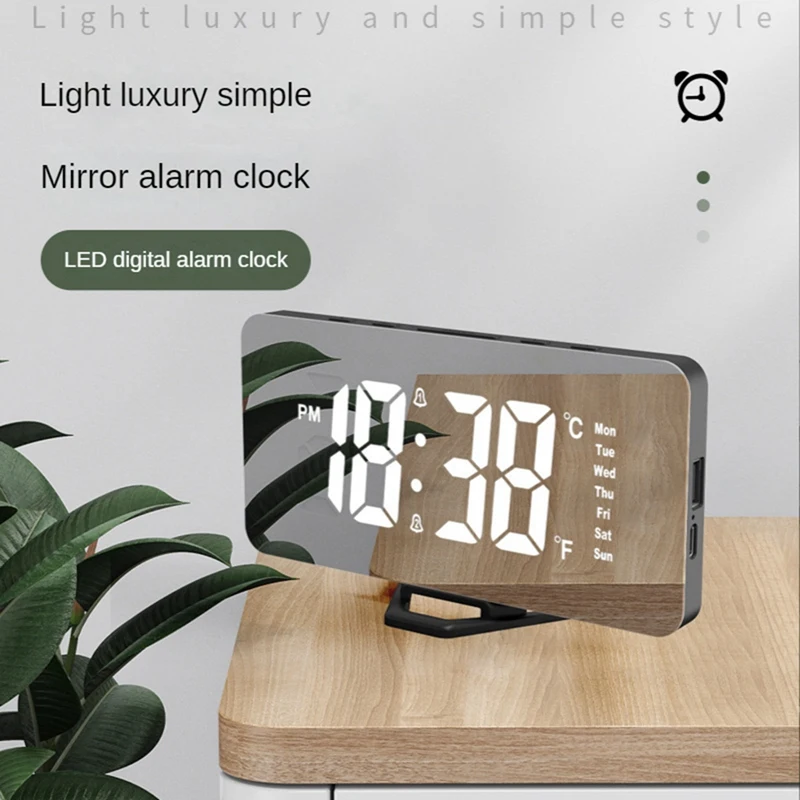 New 1 Pcs Alarm Clock LED Digital Projection Alarm Table Electronic Alarm Clock Time Projector Bedroom Bedside Clock Black