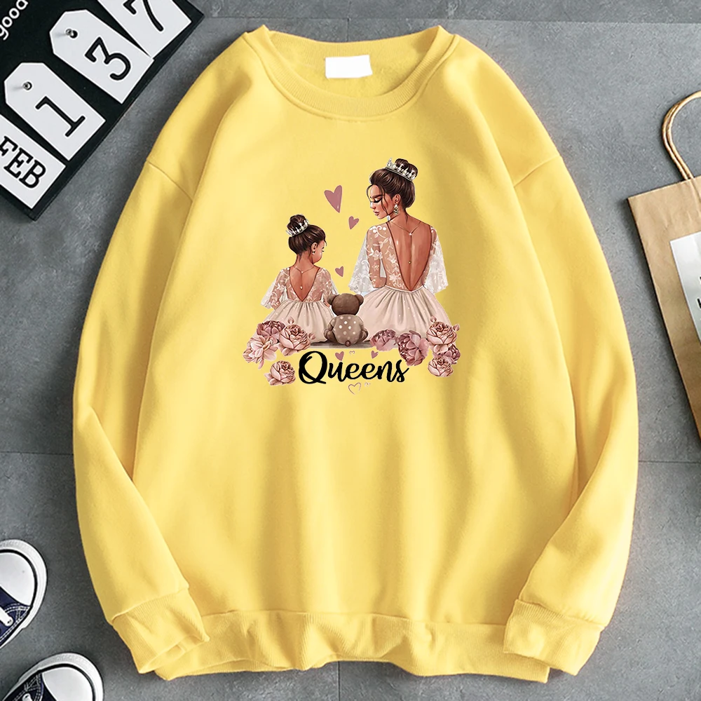 Hoodies Mom Queen Baby Girl Cartoon Printing Hoody Men Oversize Fashion Sweatshirts For Men Harajuku Punk Gym Clothing 2022