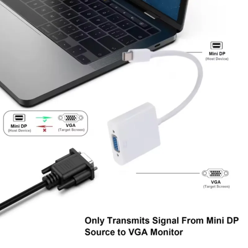 Mini dp para vga fêmea conversor cabo adaptador 1080p mini displayport para vga adaptador para computador portátil projetor tv conversor