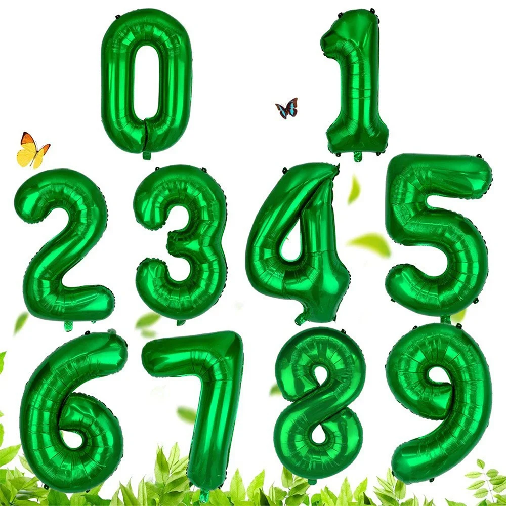 Green Large Numbers Balloon 32Inch 0 1 2 3 4 5 6 7 8 9 Jungle Theme Birthday Party Decoration Balloons