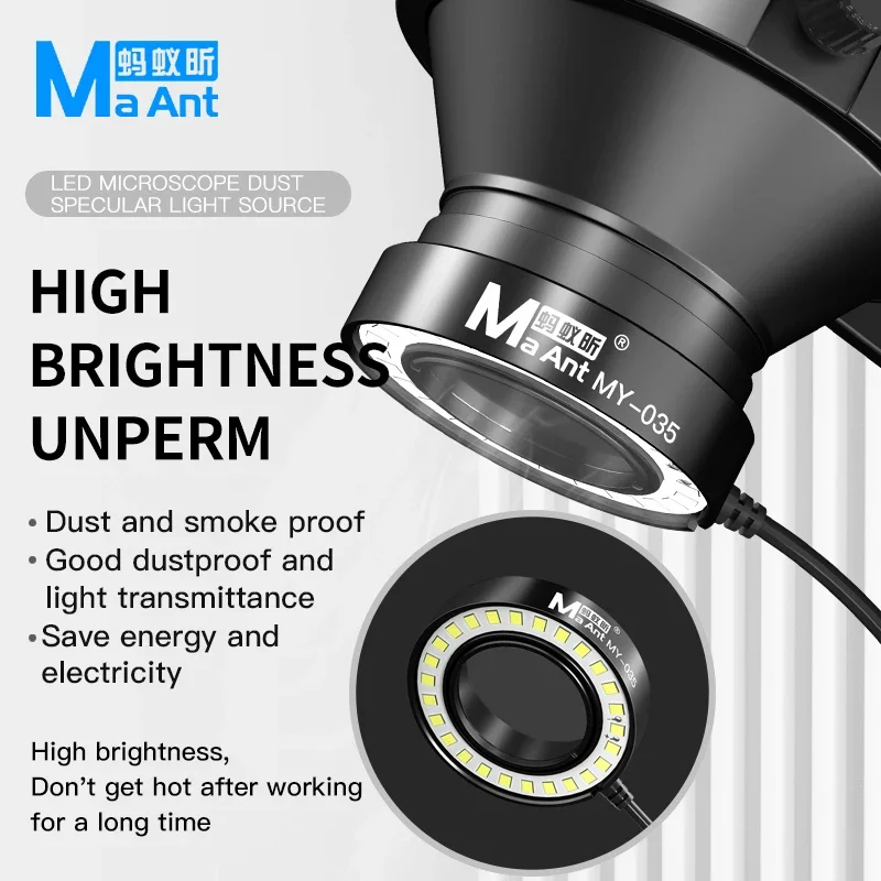 Ma Ant MY-035 LED MICROSCOPE DUST SPECULAR LIGHT SOURCE used to monocular or type microscopes Compatible with a variety of model