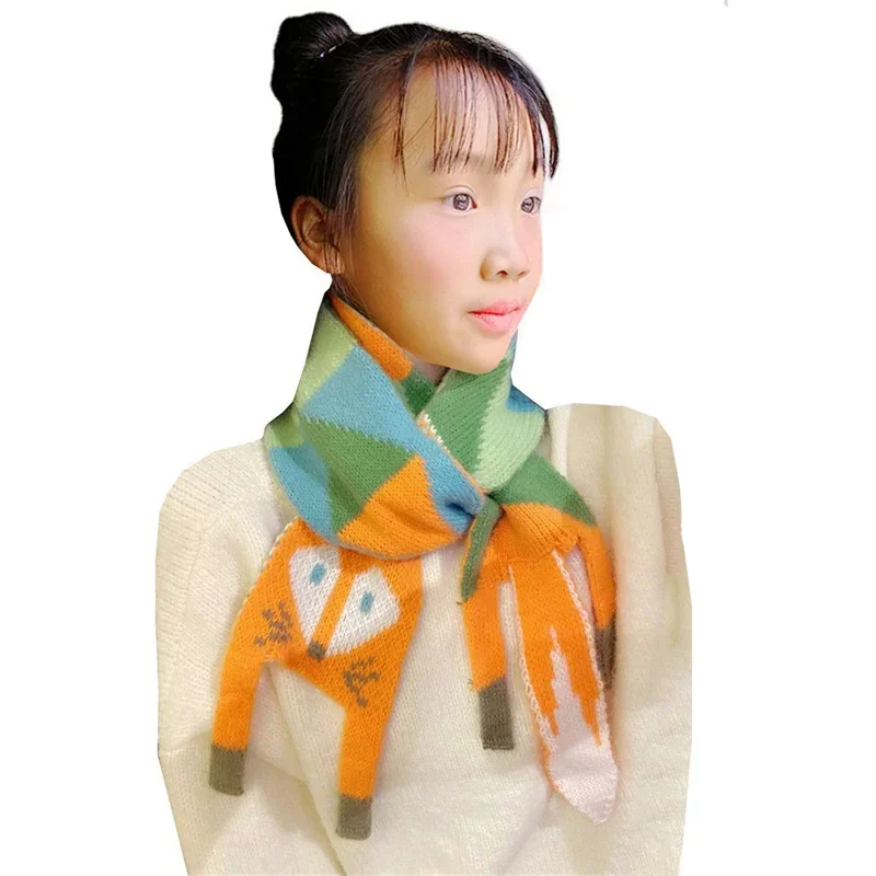 6-18 Years Cartoon Fox Winter Baby Girls Scarf Long Children Scarves Kids Mufflers Warm Women Shawl Wrap Boys Neck Warmer