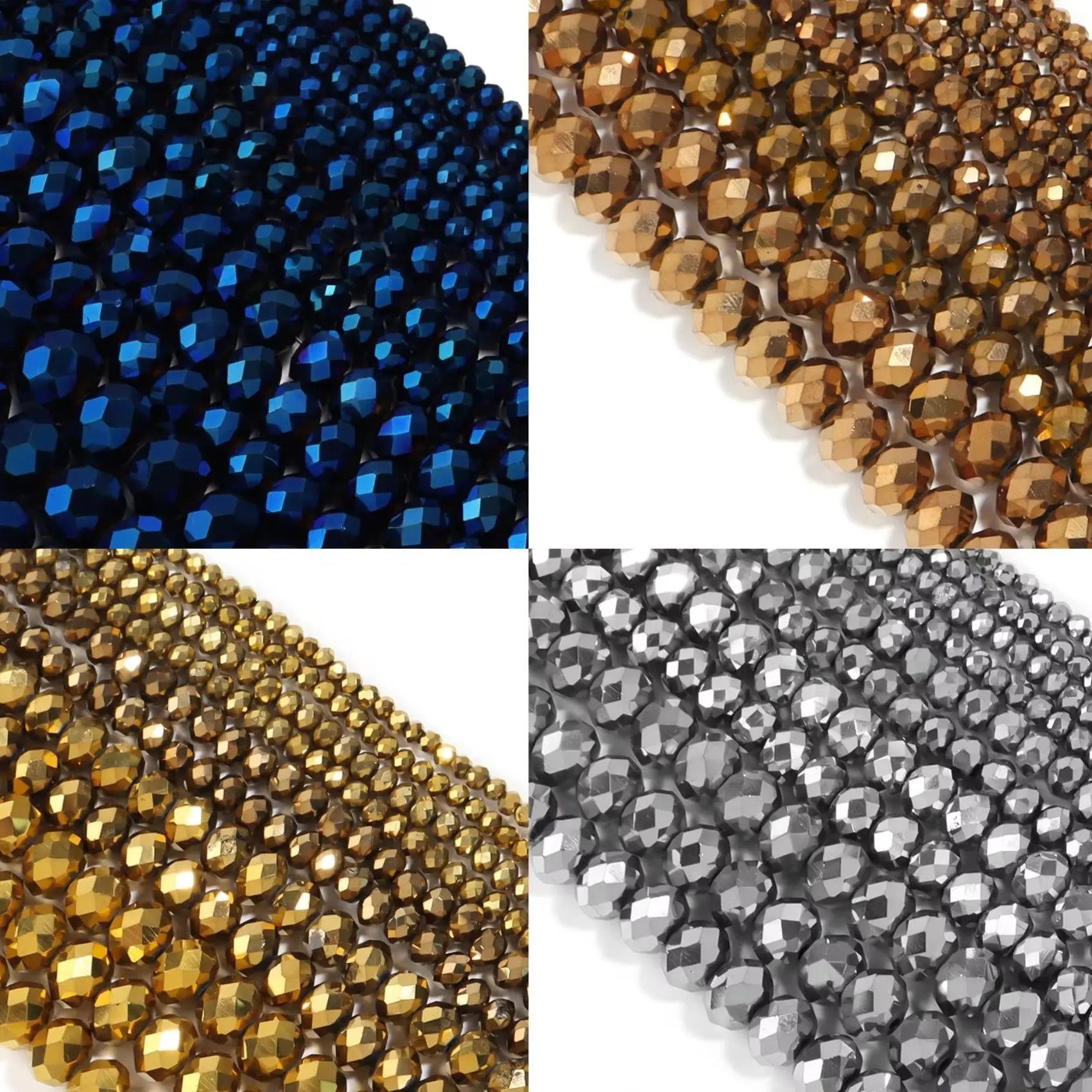 60-130PCS 3/4/6/8/10mm Überzogene Farbe Facettierte Kristall Glas Perlen Abacus Perlen Runde Flache lose Spacer Perlen Für Schmuck Machen
