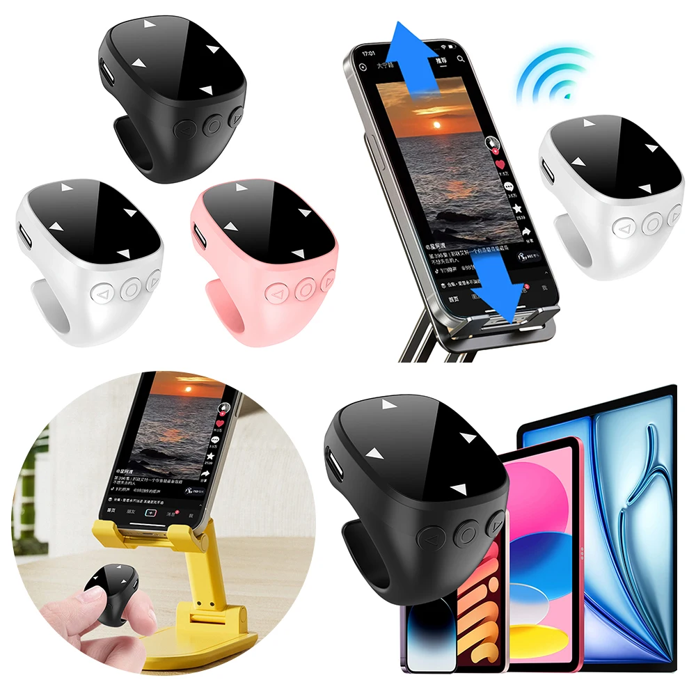 For  Scrolling Ring Bluetooth-Compatible 5.3 Fingertip Wireless Remote Control Mobile Phone Video Remote for iPhone Xiaomi