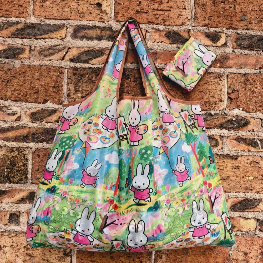 Kawaii Miffy Rabbit Supermarkt-Einkaufstasche, Cartoon-Oxford-Stoff, wasserdicht, große Kapazität, faltbar, tragbar, Reise-Aufbewahrungstasche – Detail 5